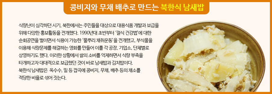 콩비지와 무채 배추로 만드는 북한식 남새밥
