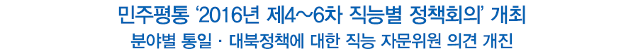 민주평통 ‘2016년 제4~6차 직능별 정책회의’ 개최
분야별 통일·대북정책에 대한 직능 자문위원 의견 개진