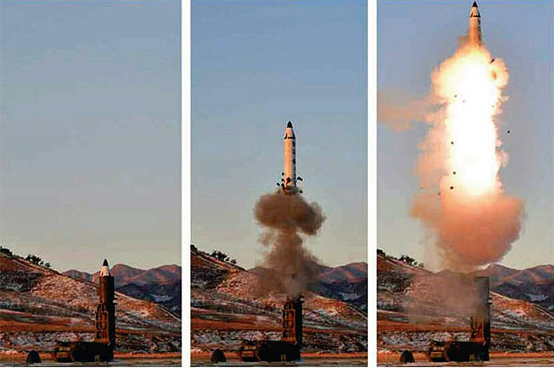 북한이 2월 12일 발사한 북극성 2형 탄도미사일(IRBM).