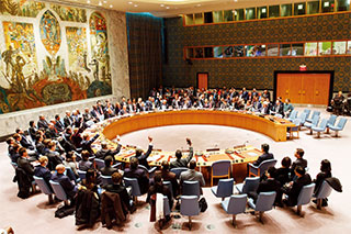 3월 2일 대북 제재 결의 2270호를 만장일치로 결의한 유엔 안전보장이사회.