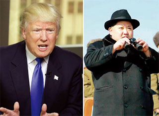 2017년 트럼프(왼쪽)와 김정은은 정면 충돌할 것인가, 대화를 선택할 것인가.